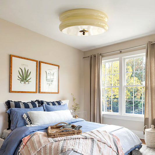 Art Deco Deckenlampe – Metall und Glas – Weiß – Ø40 cm – Elegantes Design für Wohnzimmer und Schlafzimmer