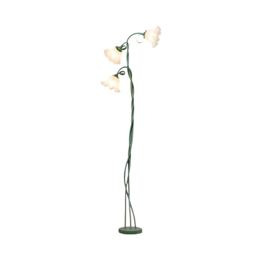 Cella Stehlampe – Stoff – Grün – Ø 20 cm × H 170 cm – Botanischer Stil für Wohnzimmer