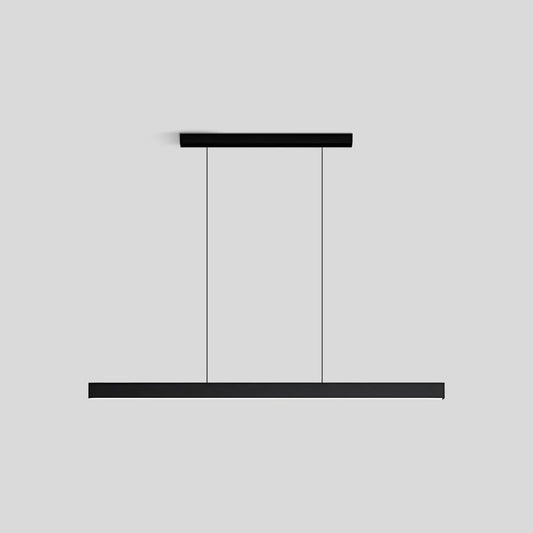 Modern black pendant light made of aluminum, measuring 100 cm in length. Ideal for contemporary dining rooms or kitchens. 0