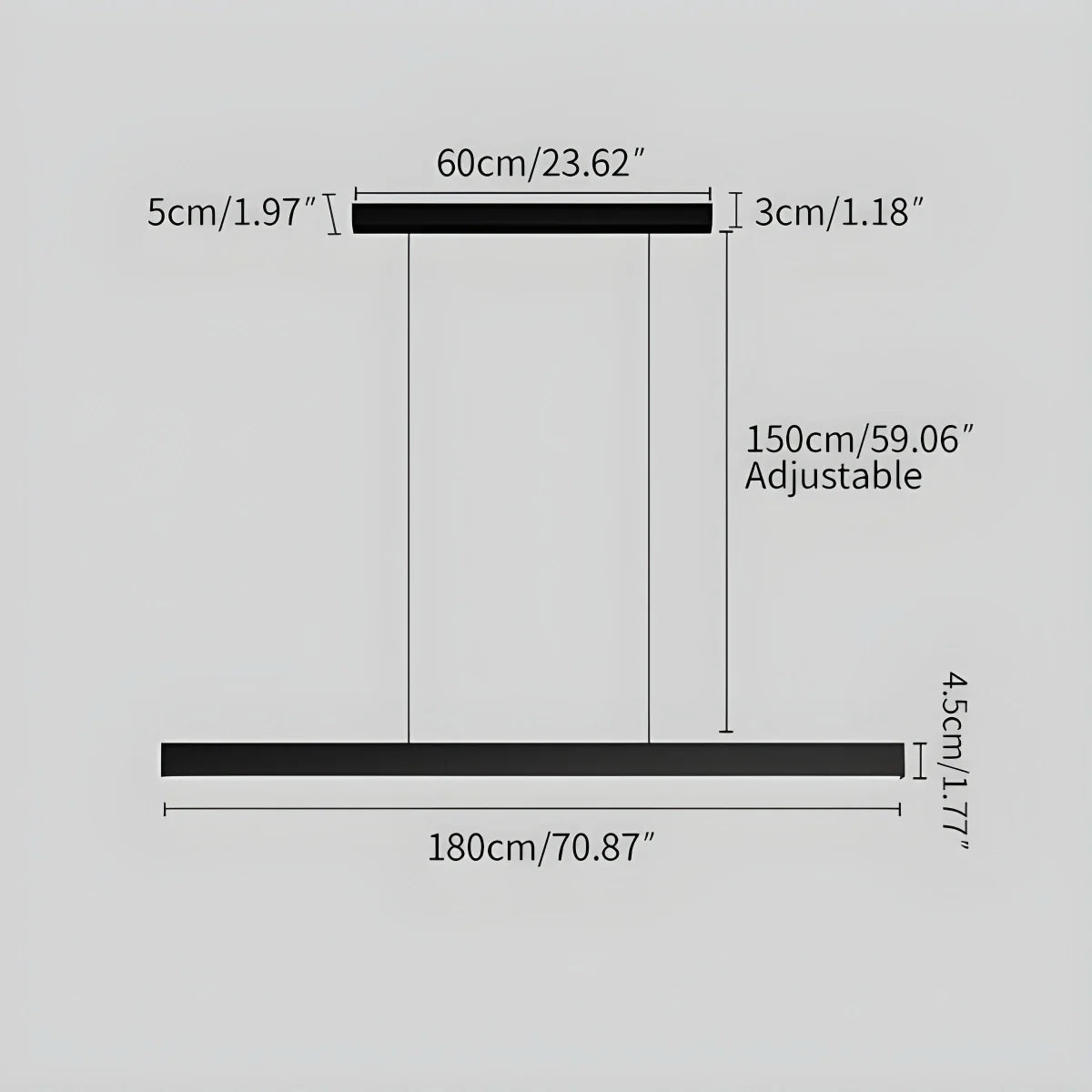 Modern pendant light made of black aluminum, measuring 100 cm. Ideal for dining areas or contemporary spaces. 8