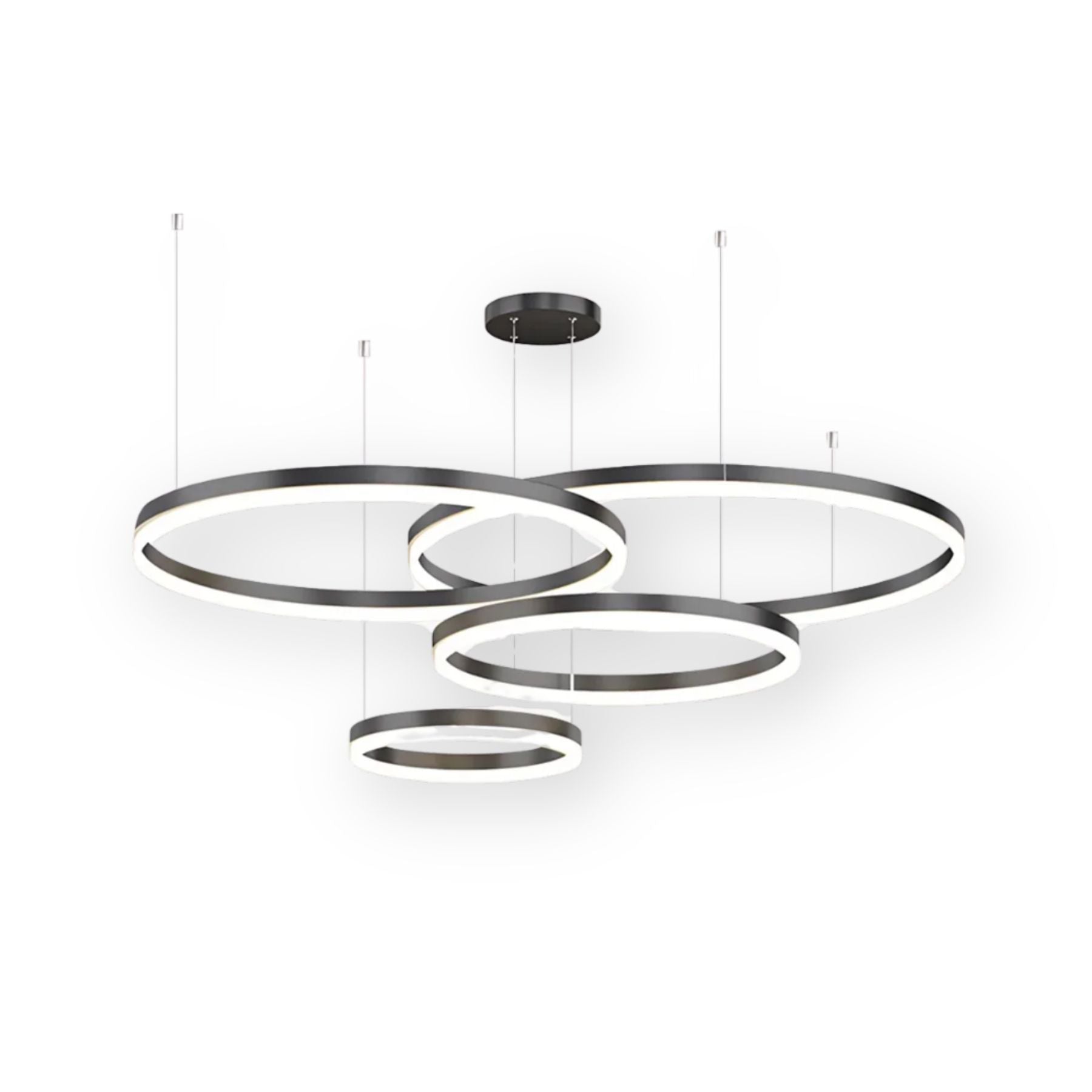 Minimalistic pendant light made of metal and acrylic in white, measuring 60 cm in diameter, suitable for dining and living rooms. 1