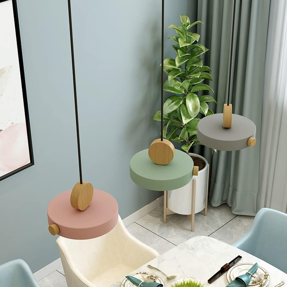 Natural-colored pendant light made of iron and wood, featuring a circular shape with a diameter of 30 cm, ideal for Scandinavian-style interiors. 8