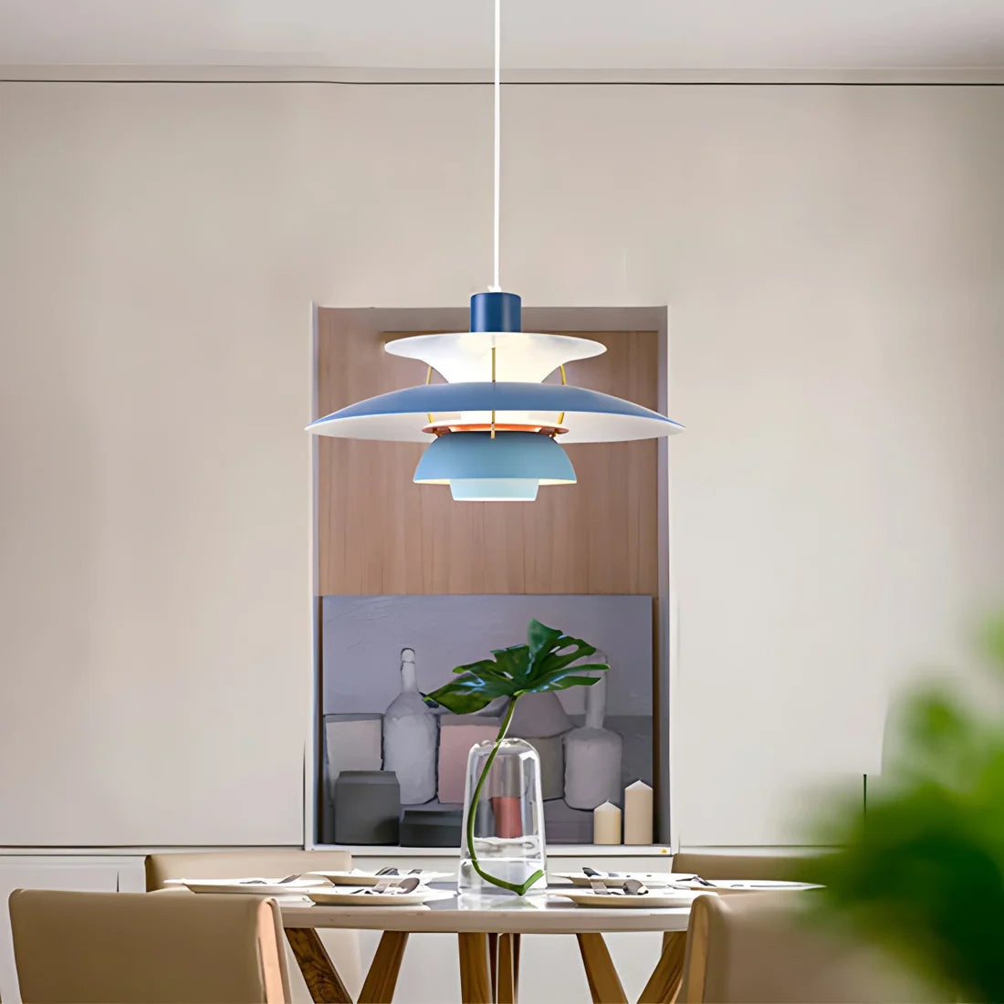 Modern pendant light made of alloy with an iron finish, featuring vegetable tones. Ideal for contemporary dining or living spaces. 5