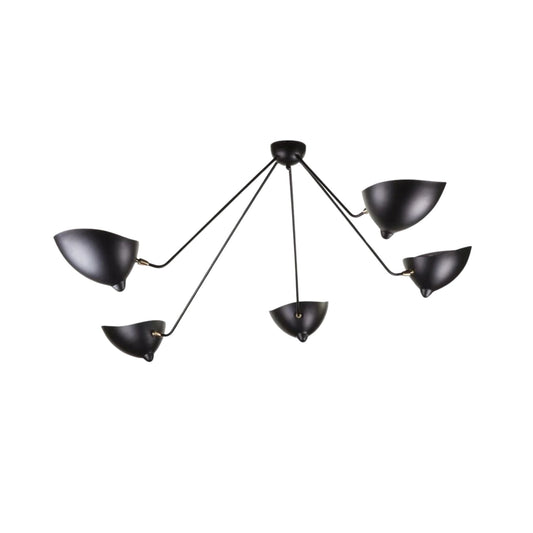 Designer Deckenlampe – Metall – Schwarz/Weiß – 5 Lichtquellen – Industrieller Stil für Wohnzimmer