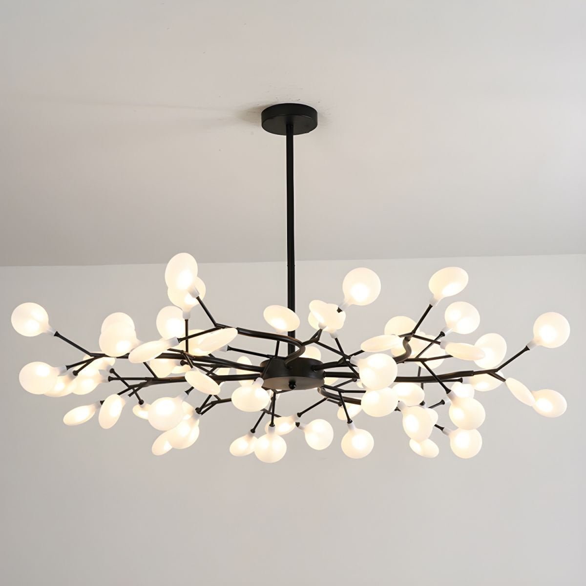 White metal pendant light with a diameter of 60 cm, featuring an elegant modern design suitable for dining and living rooms. 13