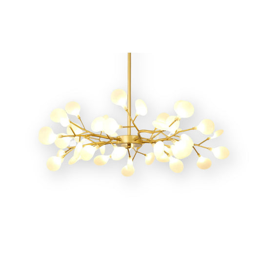 White metal pendant light with a diameter of 60 cm, featuring an elegant modern design suitable for dining and living rooms. 1