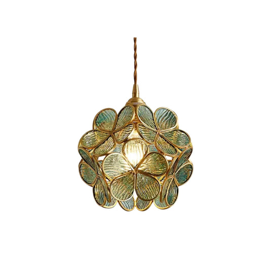 Transparent glass pendant light with a vintage design, measuring 30 cm in diameter, ideal for living rooms or dining areas. 0
