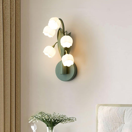 Forella Blumenwandlampe – Metall – Grün/Weiß – 3 Lichtoptionen – Modern/Romantisch