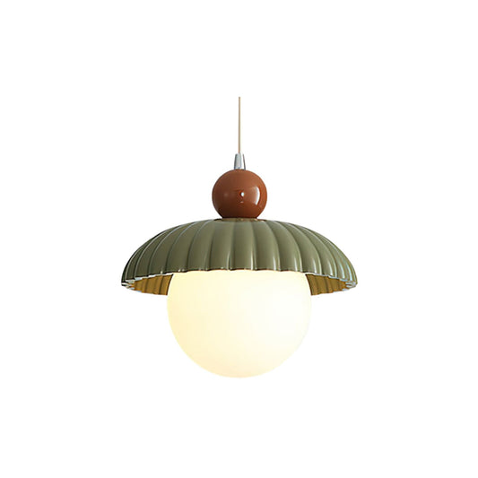 Modern hanging lamp made of glass in green and brown, measuring Ø25 cm, perfect for dining rooms. 1