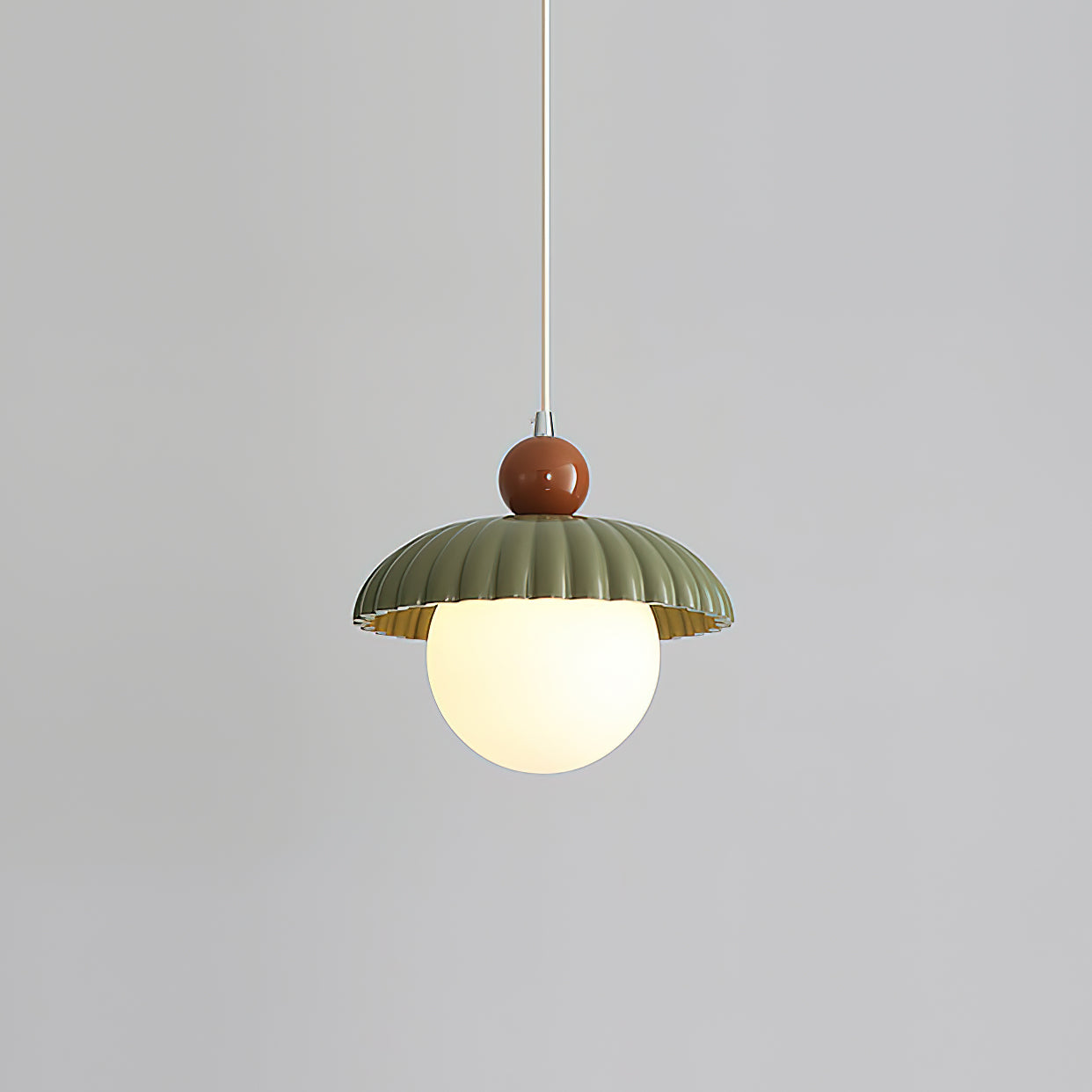 Modern hanging lamp made of glass in green and brown, with a diameter of 25 cm, ideal for dining rooms. 5