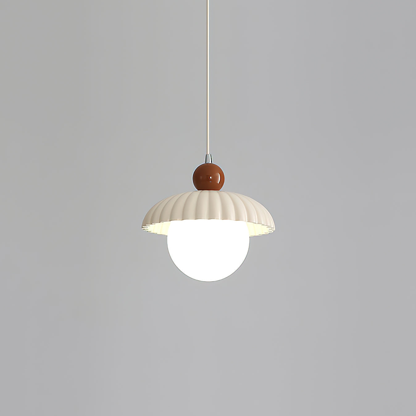 Modern hanging lamp made of glass in green and brown, with a diameter of 25 cm. Ideal for adding a nostalgic touch to your dining room. 7