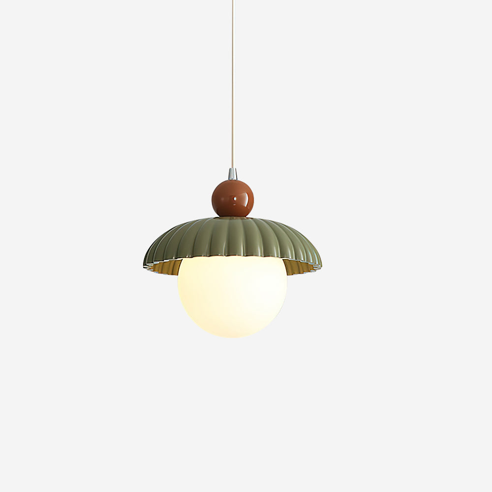 Modern pendant lamp made of glass in green and brown, measuring 25 cm in diameter. Ideal for dining rooms, combining nostalgic and contemporary styles. 8