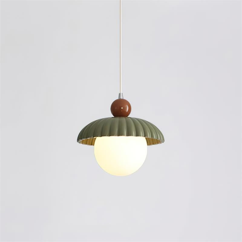 Modern hanging lamp made of glass in green and brown, measuring Ø25 cm, ideal for dining rooms. 9