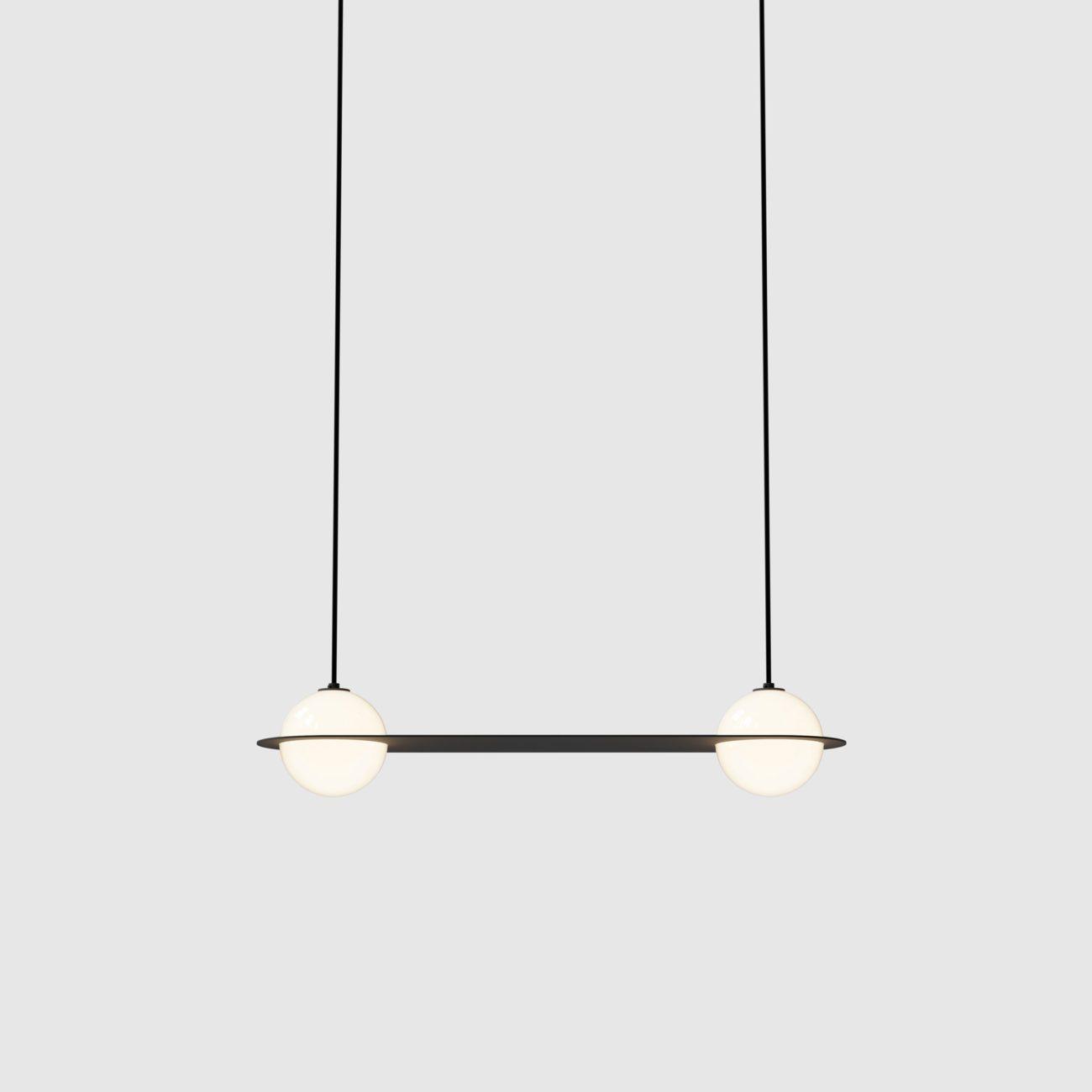 Modern hanging lamp made of black metal with a diameter of 30 cm, ideal for dining areas and living rooms. 11