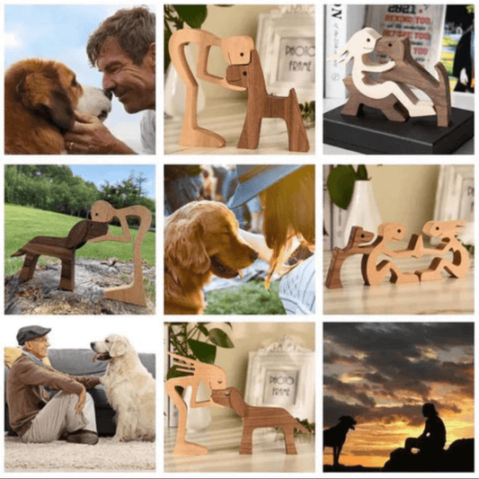 Hunde Skulptur – Handgefertigtes Holz – Natur – 30×20 cm – Liebevoll & Symbolisch