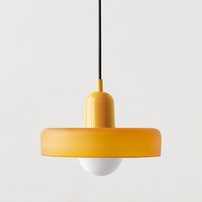 Colorful glass pendant light in a retro design, featuring a G9 bulb socket. Ideal for dining areas or living rooms. 17