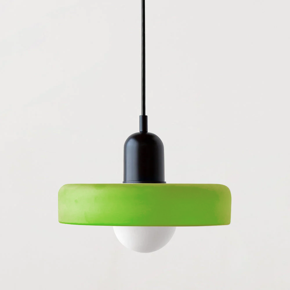 Colorful glass pendant light in a retro design, featuring a G9 bulb socket. Ideal for dining areas or living spaces. 26