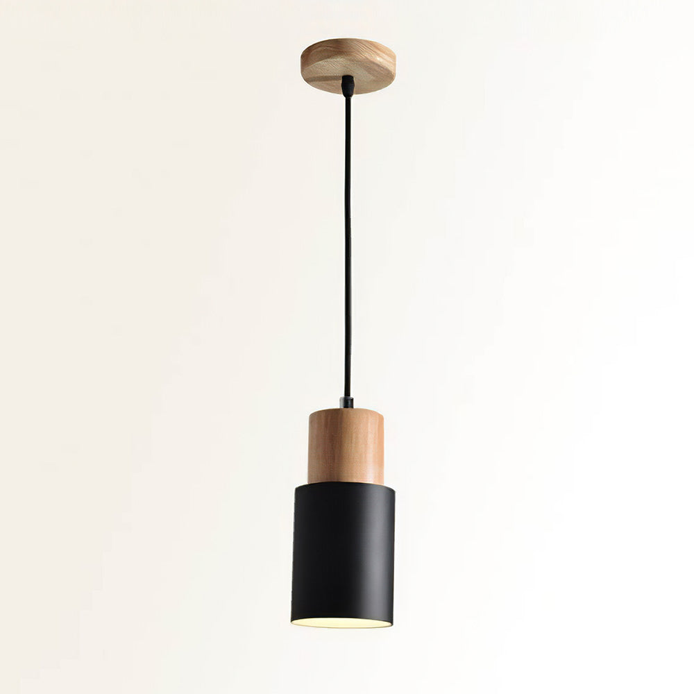Modern pendant light made of wood and iron, featuring a colorful design. Measures Ø20 cm, suitable for dining rooms and living spaces. 5