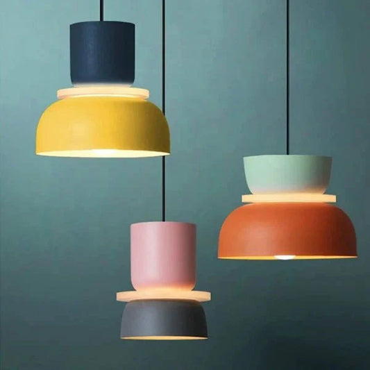 Multicolored pendant light made of aluminum and acrylic, measuring 150 cm, featuring a sleek Scandinavian design suitable for modern interiors. 1