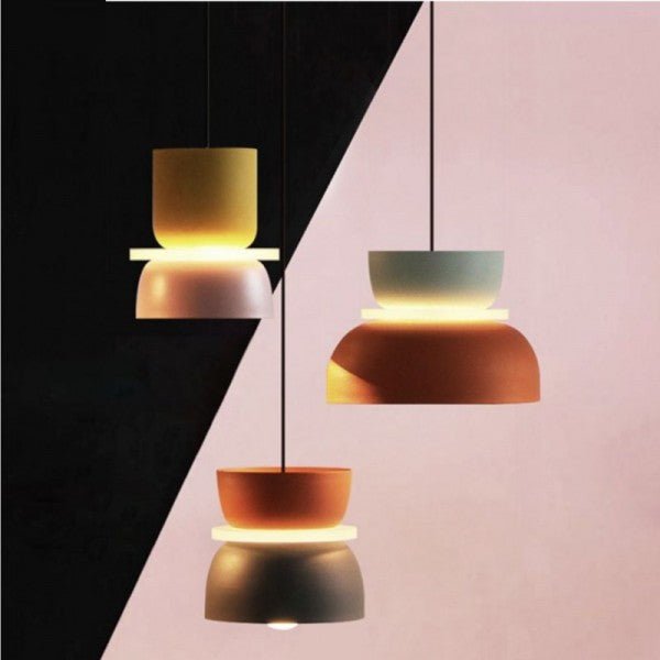 Multicolored pendant light made of aluminum and acrylic, measuring 150 cm. Ideal for modern Scandinavian-style interiors. 2