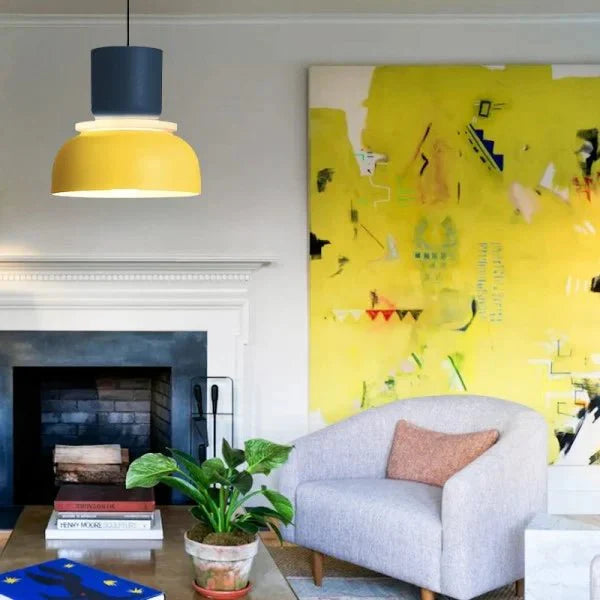 Multicolored pendant light made of aluminum and acrylic, measuring 150 cm. Ideal for modern Scandinavian-style living spaces. 6