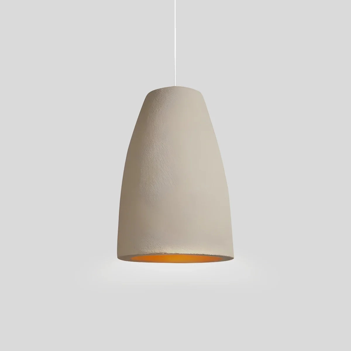 White plaster pendant light in a 40 cm diameter, featuring a Wabi-Sabi design ideal for dining and living rooms. 0