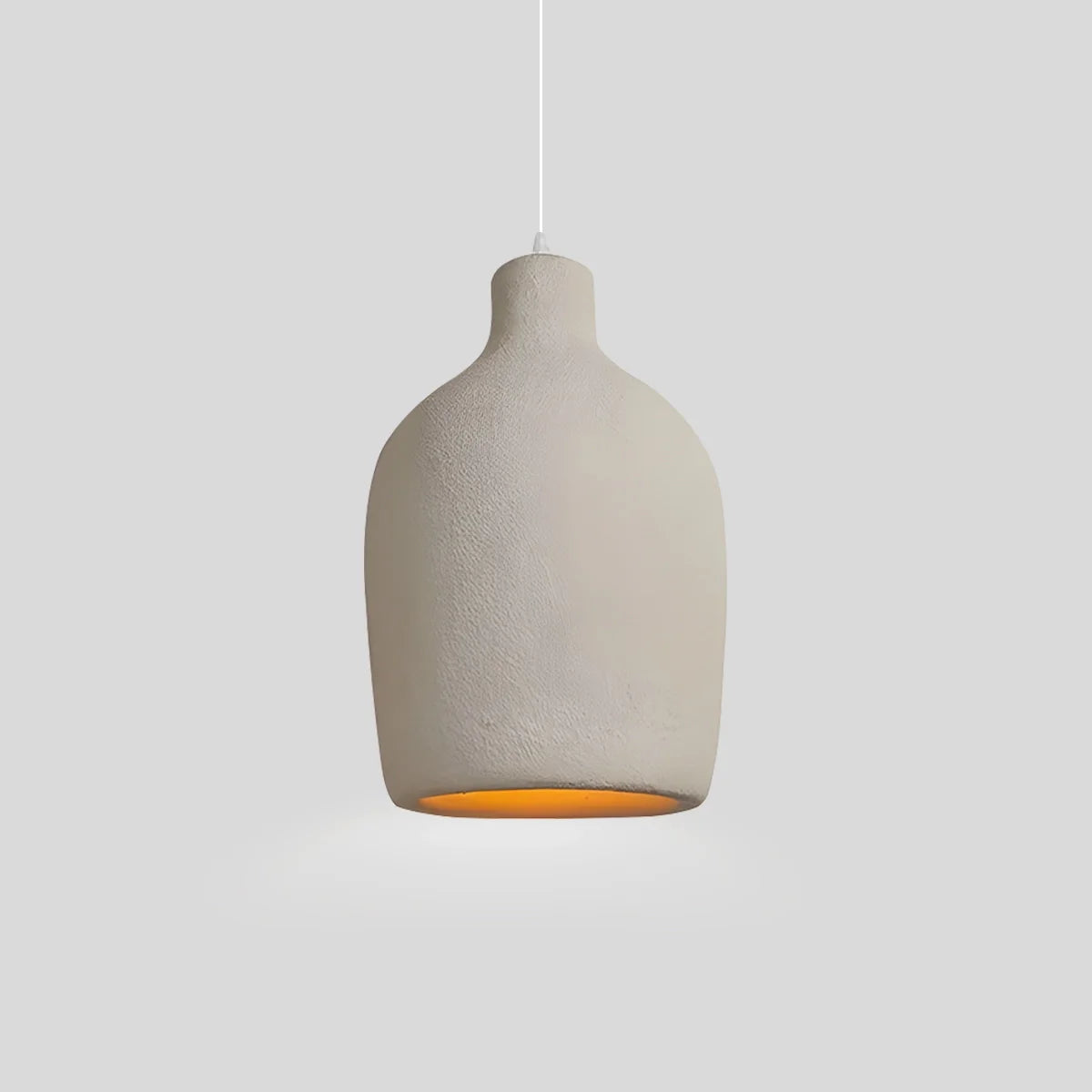 White plaster pendant light in a 40 cm diameter, featuring a Wabi-Sabi design, perfect for dining rooms or living spaces. 10