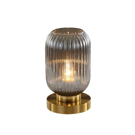 Nisson Tischlampe – Eisen und Farbiges Glas – Weiß/Grau/Bernstein/Grün – Ø13/Ø20 cm – Stilvolles Design für Elegante Räume