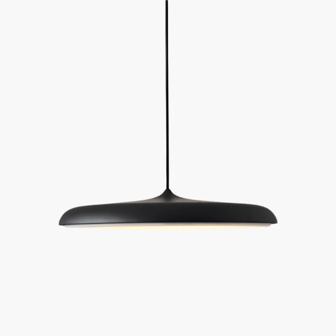 White metal pendant light with a diameter of 40 cm, featuring a Scandinavian design ideal for modern living spaces. 11