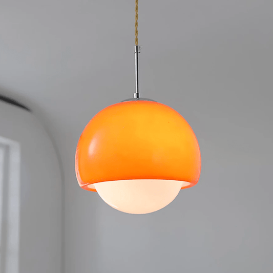 Orange opal pendant light made of glass, featuring a retro design with a diameter of 30 cm, ideal for dining or living rooms. 0