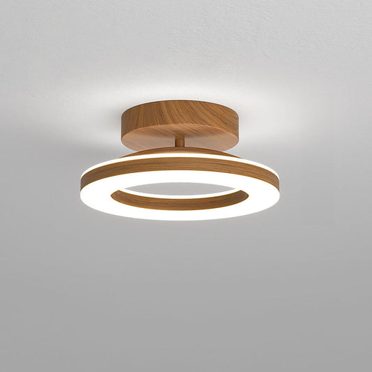 Ovelle Deckenlampe – Metall/Acryl – Warmholz – Ø 20/30 cm – Offenes Ringdesign für Wohnzimmer