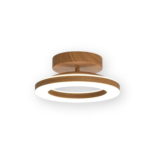 Ovelle Deckenlampe – Metall/Acryl – Warmholz – Ø 20/30 cm – Offenes Ringdesign für Wohnzimmer