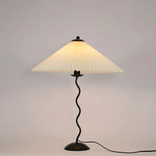 Pavon Tischlampe – Metall & Stoff – Schwarz, Beige, Weiß, Dunkelgrün – Modernes Design