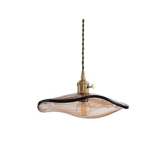 Pellezo Pendelleuchte – Glas – Braun – Einstellbare Höhe – Verspielt Blütenblattdesign für Esszimmer und Wohnzimmer