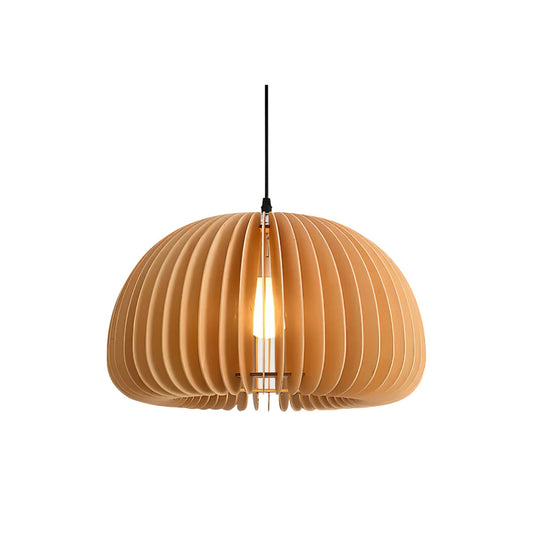 Modern pendant light made of natural wood, featuring a 40 cm diameter. Ideal for illuminating dining and living areas. 1