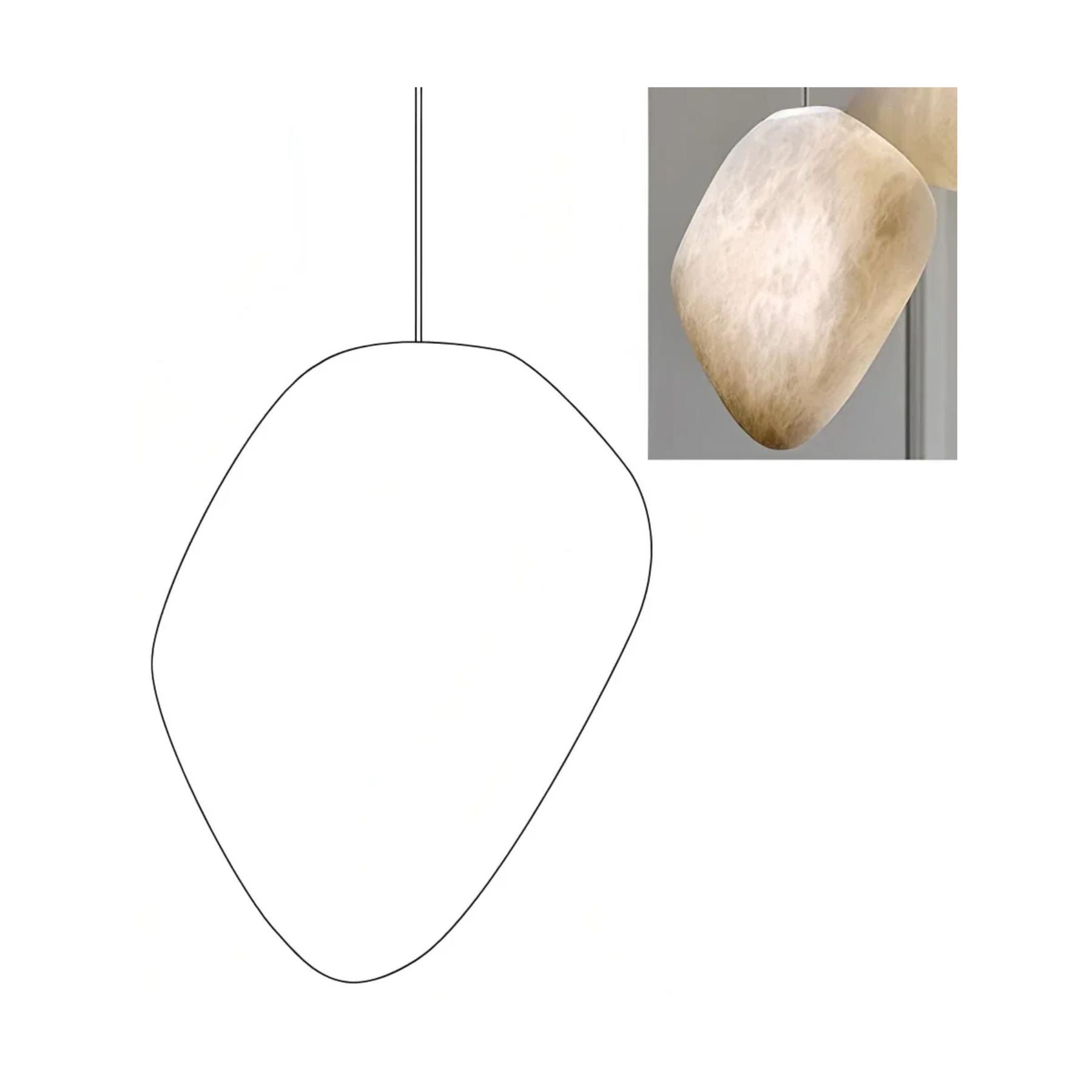 Modern pendant light made of alabaster and copper, featuring a white finish. Adjustable height, ideal for elegant dining rooms. 10