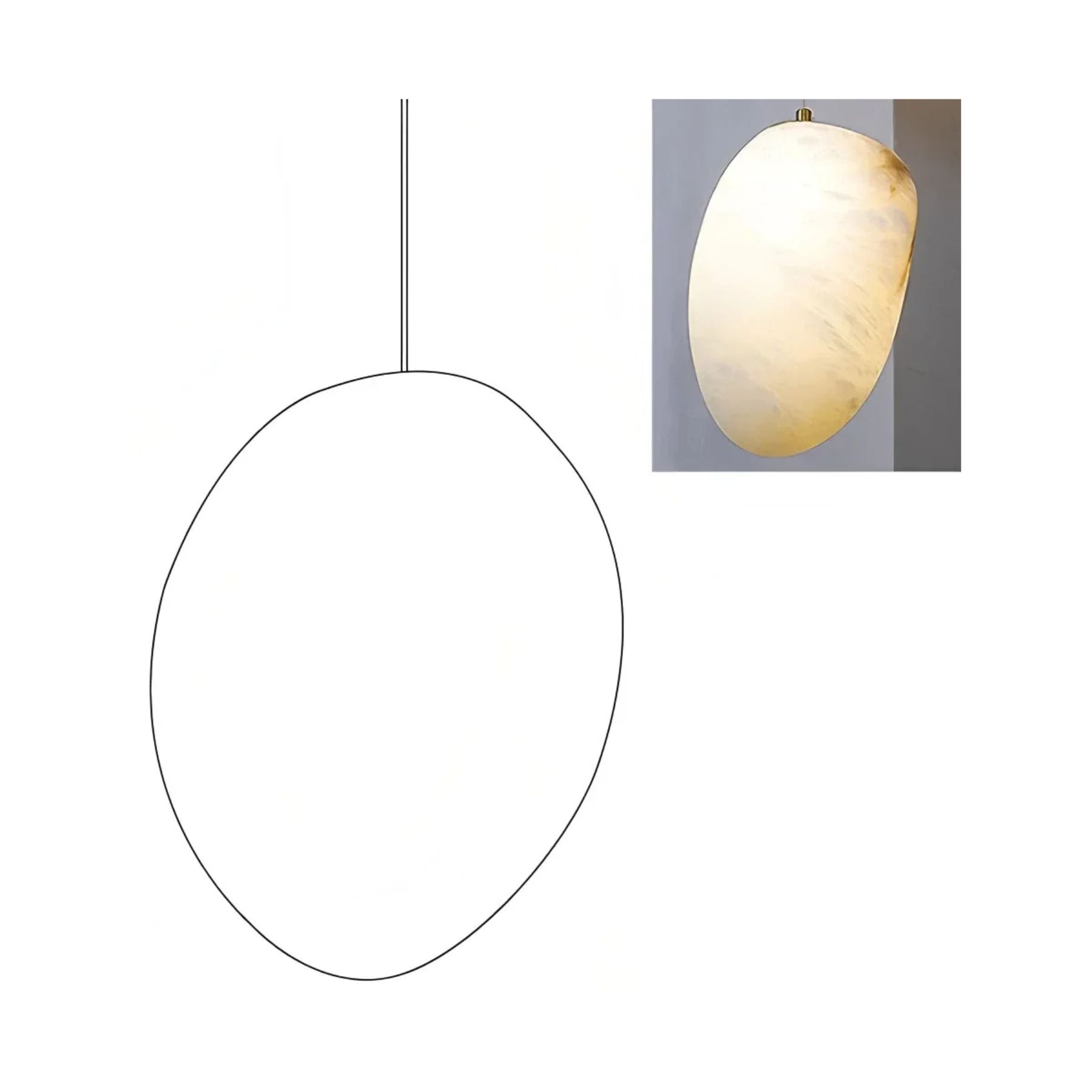 Modern pendant lamp made of alabaster and copper, featuring a white finish and adjustable height, perfect for dining rooms. 12