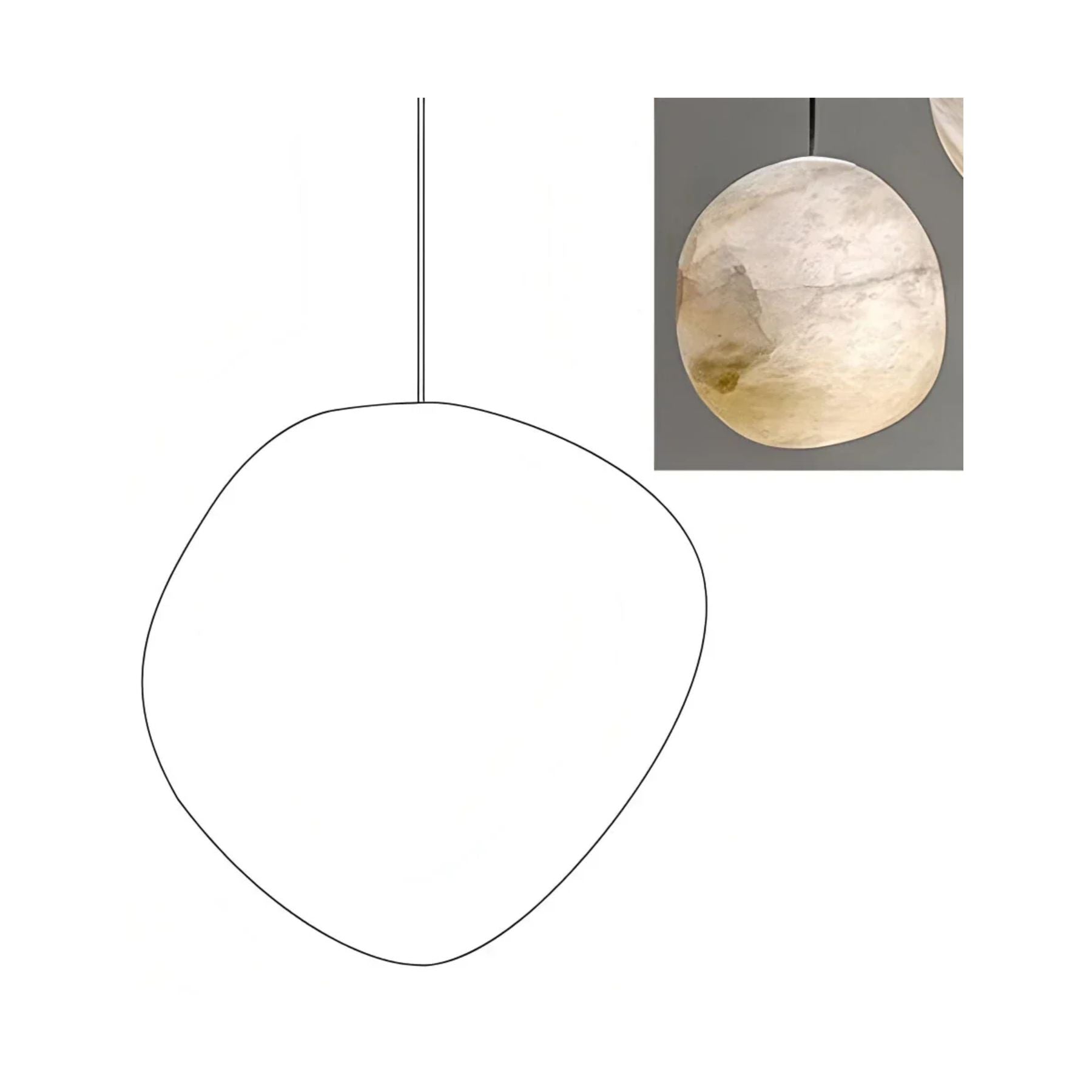 Modern pendant light made of alabaster and copper in white. Adjustable height, ideal for adding elegance to dining rooms. 9