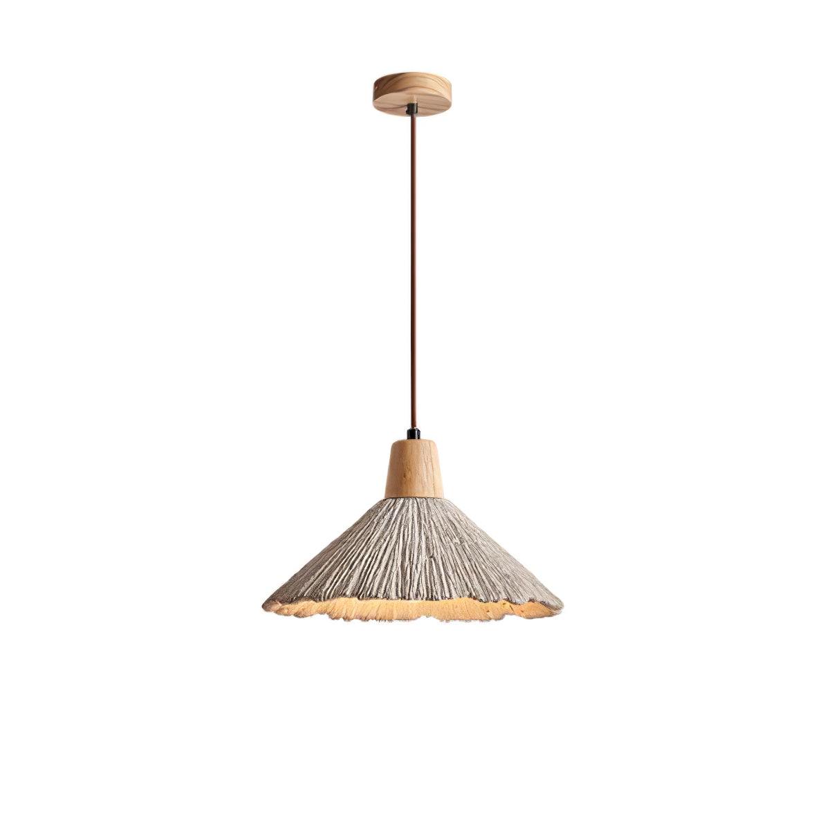 Modern pendant light with a concrete finish and wooden details, featuring an E27 socket. Ideal for dining tables and living rooms. 2