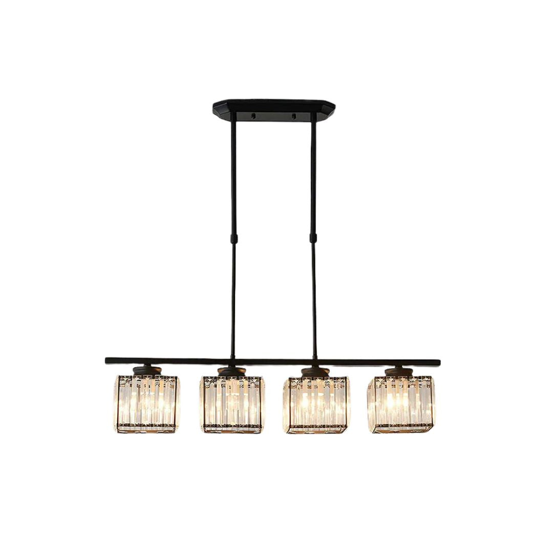 Minimalist pendant light made of glass and metal, featuring a sleek black finish. Measures 35x70 cm, ideal for dining rooms. 1