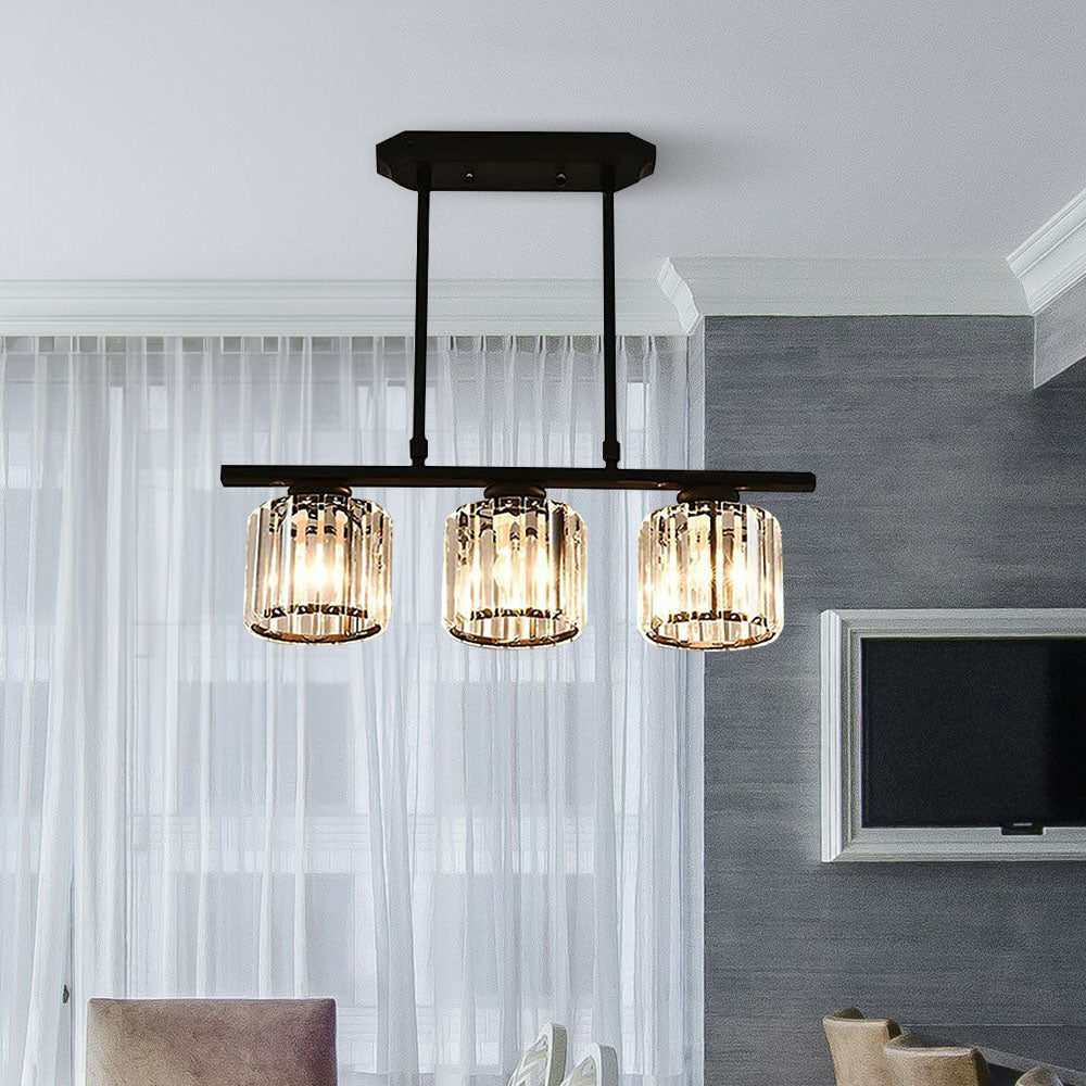 Minimalistic pendant light made of glass and metal in black, measuring 35x70 cm. Ideal for illuminating a dining room. 12