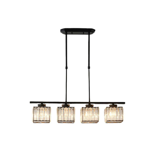Minimalist pendant light made of glass and metal, featuring a sleek black finish. Measures 35x70 cm, ideal for dining rooms. 1