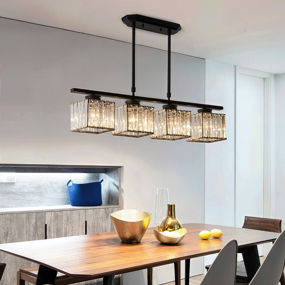 Minimalist pendant light made of glass and metal in black, measuring 35x70 cm, ideal for dining rooms. 4