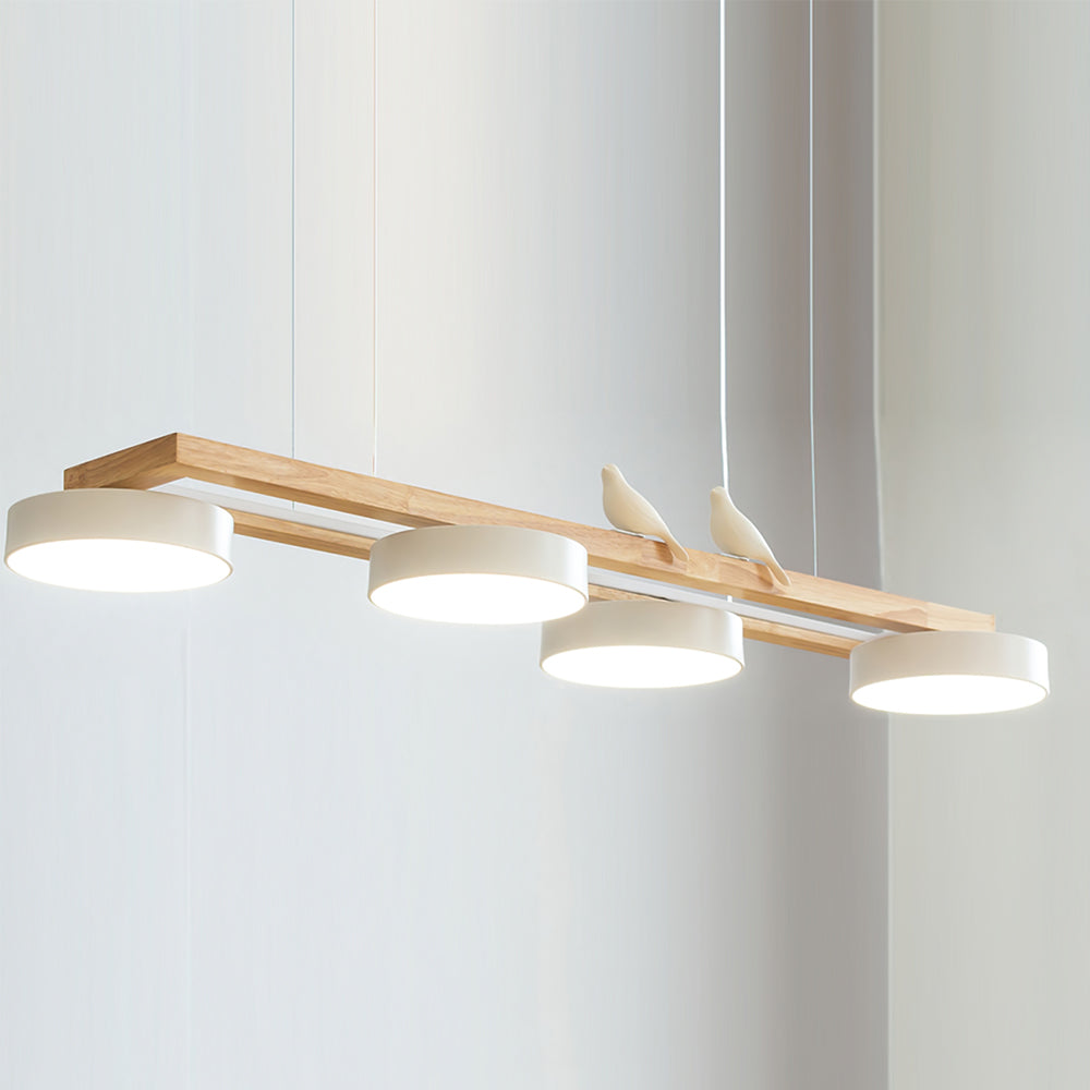 Modern pendant light made of wood in blue, white, and terracotta, measuring 150 cm, perfect for dining areas and kitchens. 11