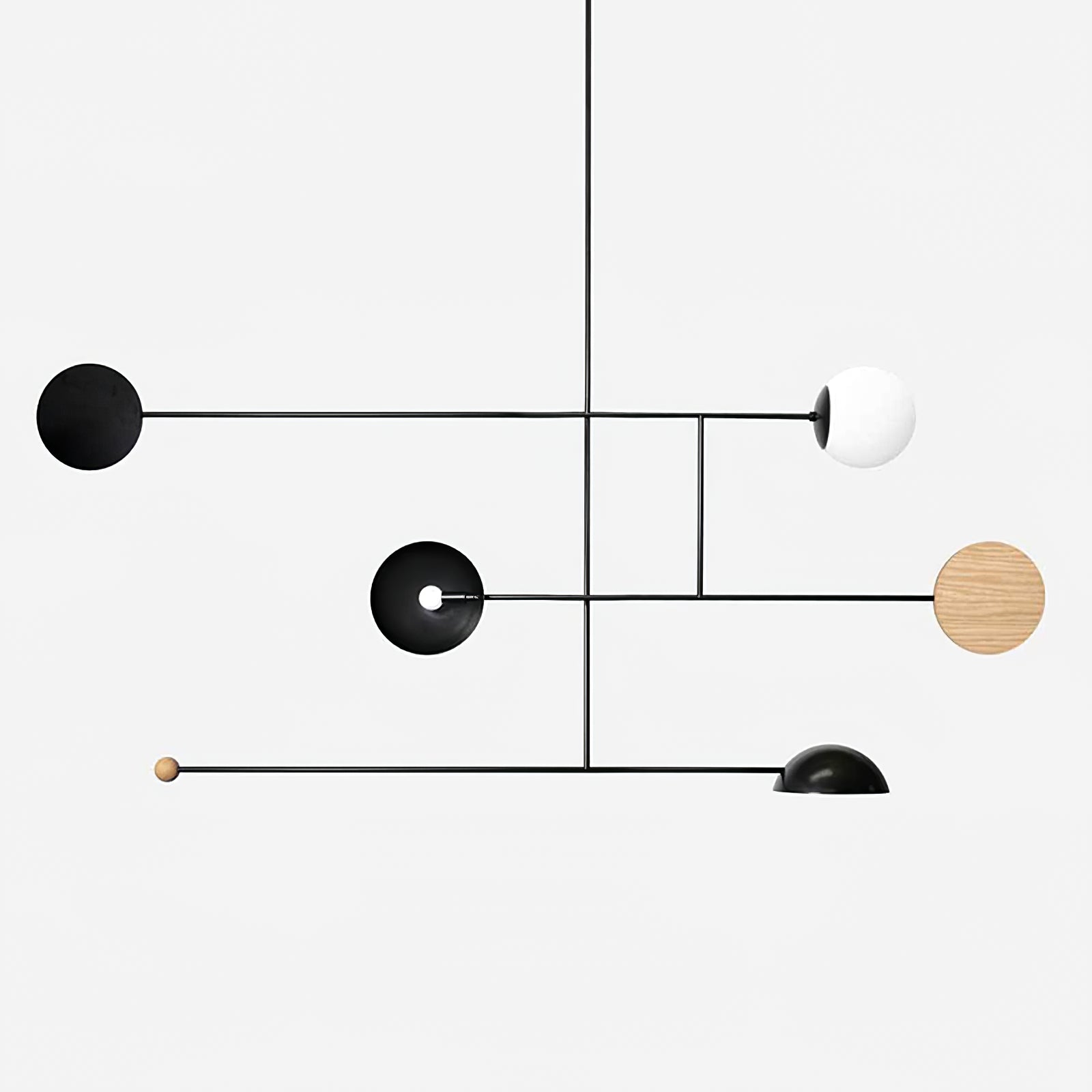 Pendelleuchte aus Holz und Metall in Schwarz und Weiß, ideal für Esstisch oder Wohnzimmer. Modernes Design mit zwei E14-Fassungen 12