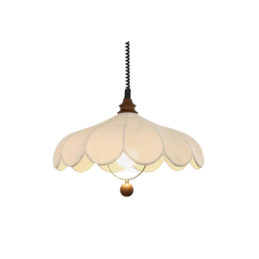 Pendelleuchte – Stoff – Weiß – Ø40 cm – Blütenblatt-Design für Esszimmer und Wohnzimmer