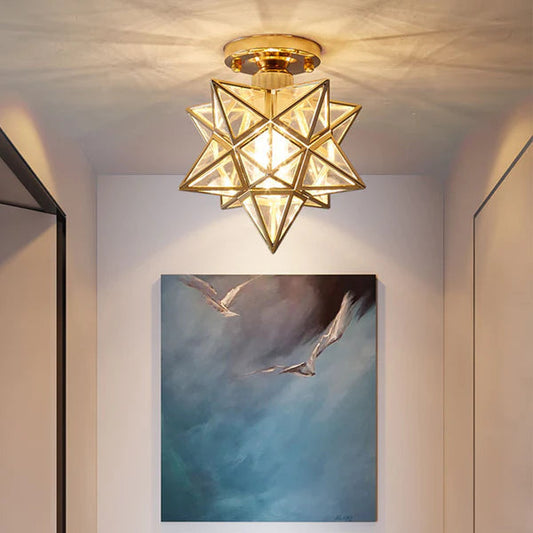 Pinlo Deckenlampe – Metall – Gold – Ø 20 cm – Elegantes Sternform Design für Wohnzimmer und Schlafzimmer