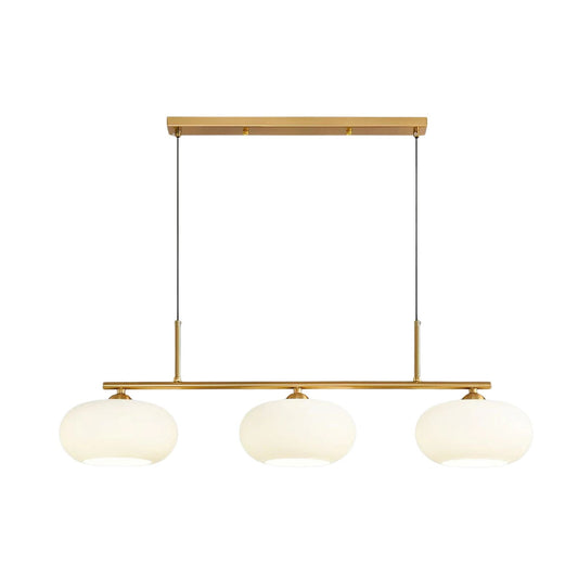 Modern pendant light made of metal in a gold finish, measuring 98 cm, ideal for dining rooms and kitchen islands. 0