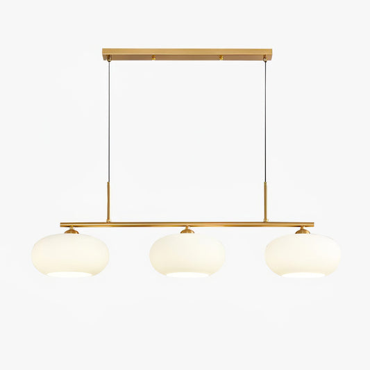Modern pendant light made of metal in a gold finish, measuring 98 cm. Ideal for dining rooms or kitchen islands. 1