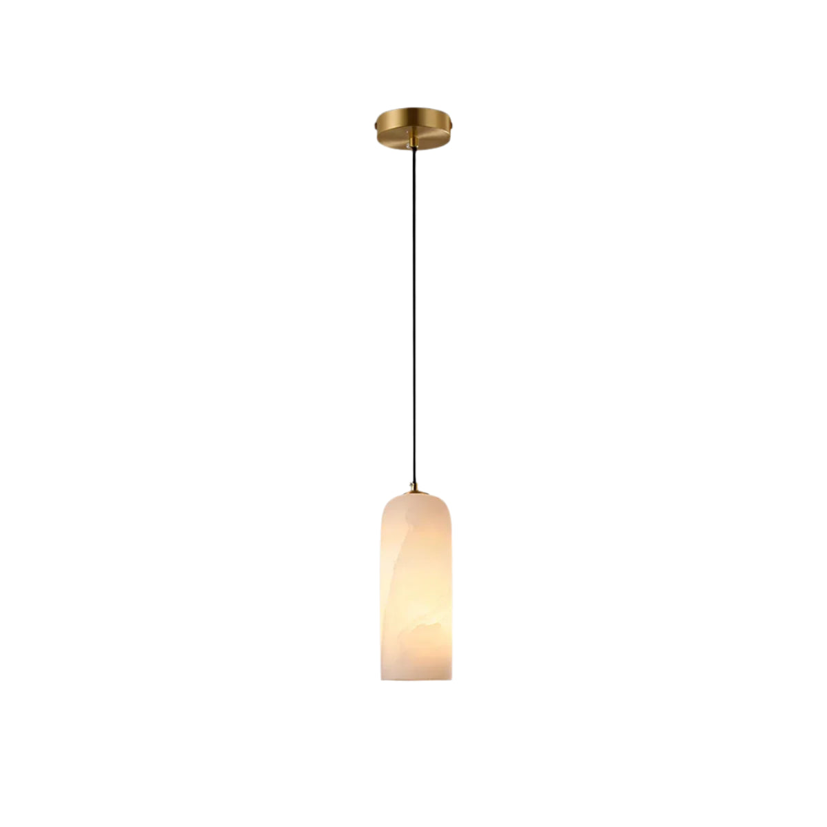 Minimalist pendant light made of alabaster in white, featuring a circular shape with a diameter of 40 cm, ideal for modern living spaces. 2